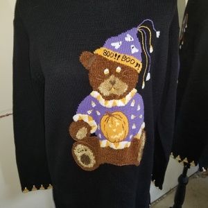 Quacker Factory Halloween Bear Sweater Size M
